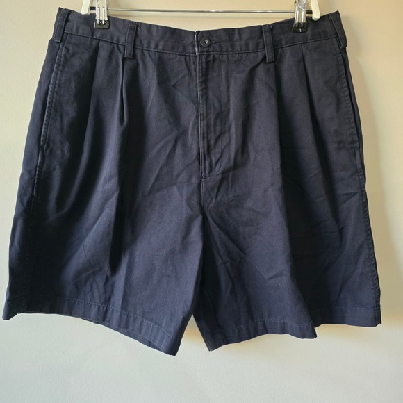 Chaps Ralph Lauren Other - Chaps Ralph Lauren Mens Navy Blue Pleated Cotton Twill Chino Shorts Size 38